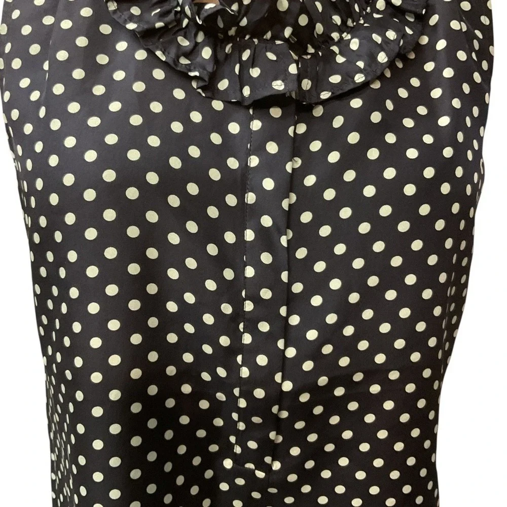 J. Crew Women's Naomi Silk Polka Dot Top Ruffle Neck Sleeveless Blouse Size 4‎